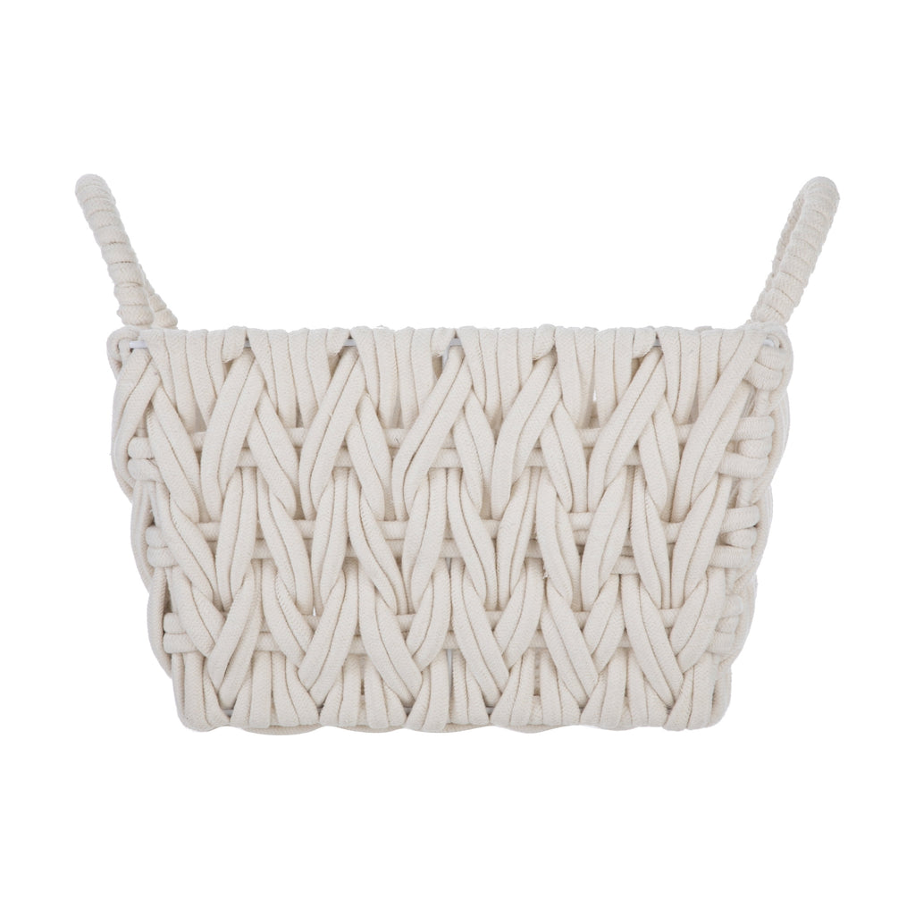 AVERO™ (2 pack) Medium White Woven Rope Decorative Storage Basket with Handles, 14.3 in x 11 in x 9 in - AVERO™