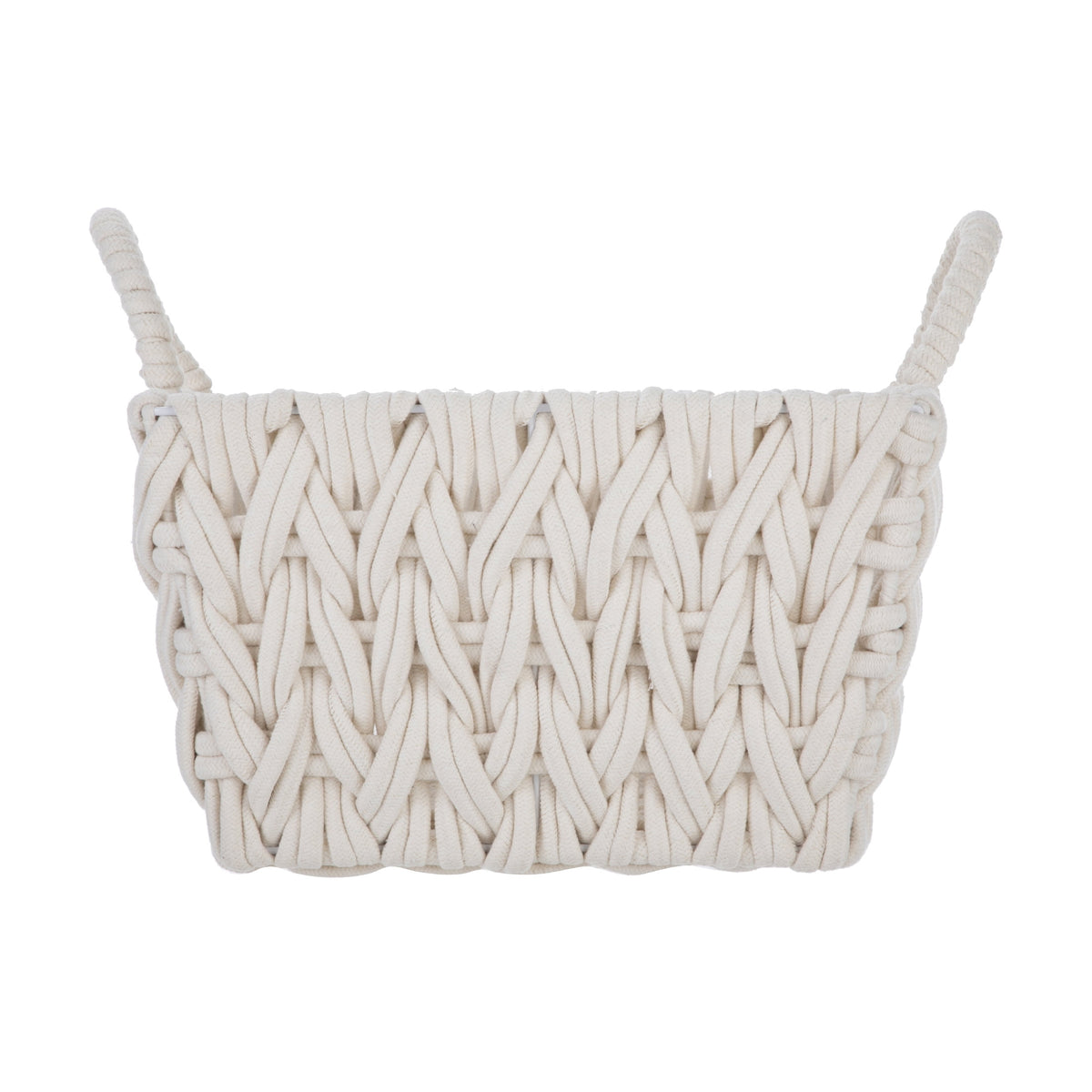 AVERO™ (2 pack) Medium White Woven Rope Decorative Storage Basket with Handles, 14.3 in x 11 in x 9 in - AVERO™