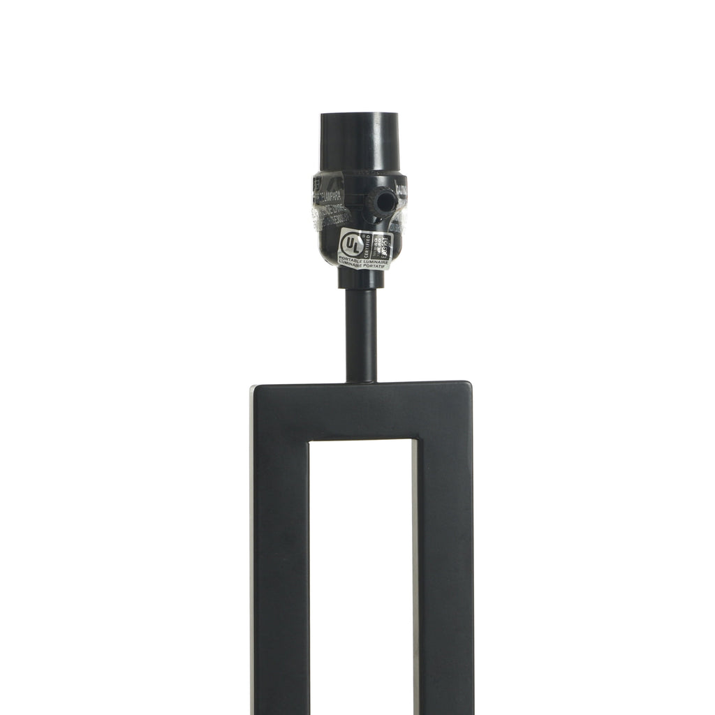 AVERO™ 18 in Metal Windowpane Table Lamp, Black Finish with Faux Wood Base - AVERO™