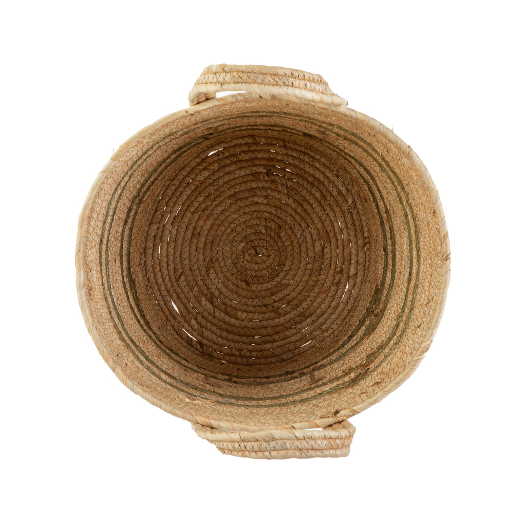 AVERO™ Natural Maize Colored Stripe Basket, Green, Large - AVERO™