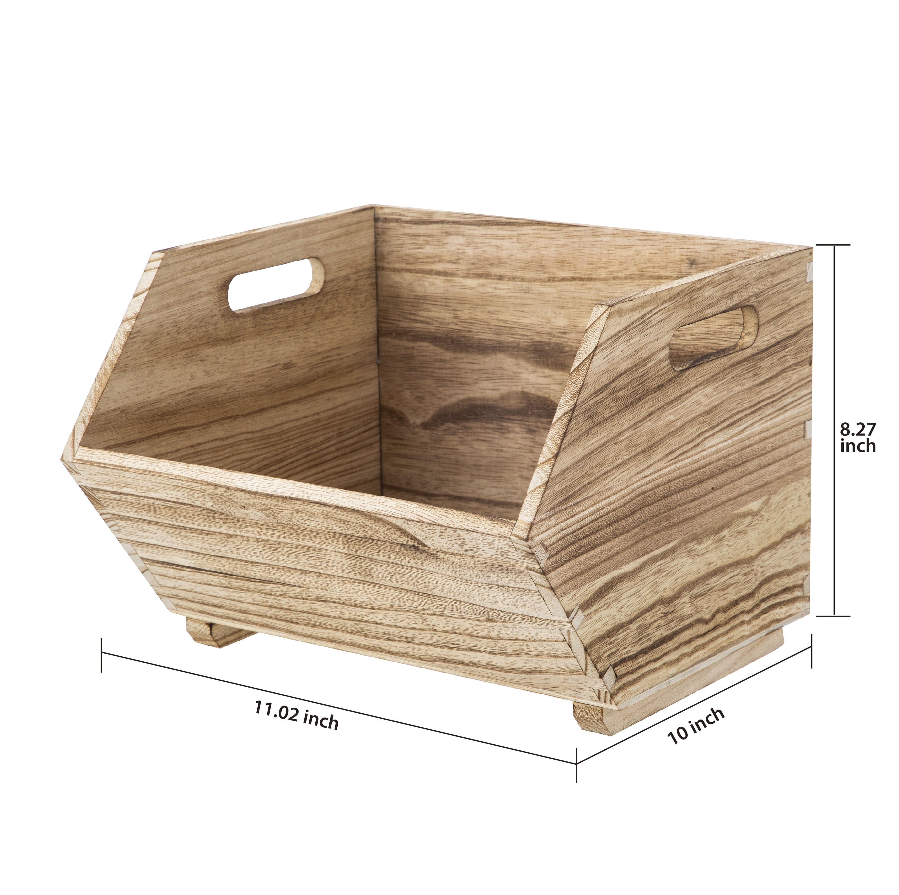AVERO™ 2-Piece Set Natural Wood Stacking Open Front Decorative Storage Bins, 11 in x 16.5 in x 10 in - AVERO™