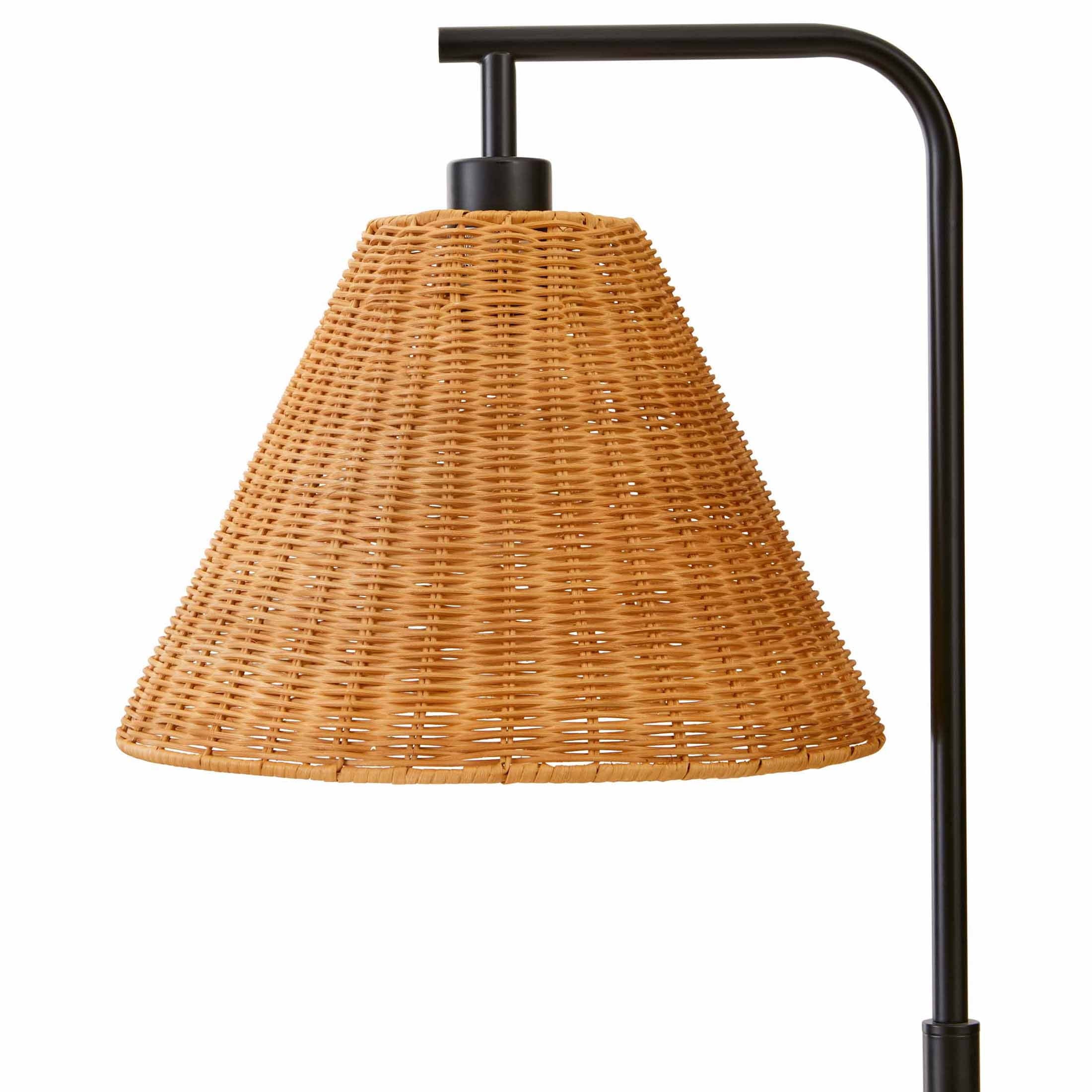 AVERO™ 70" Metal Floor Lamp with Natural Woven Rattan Shade - AVERO™