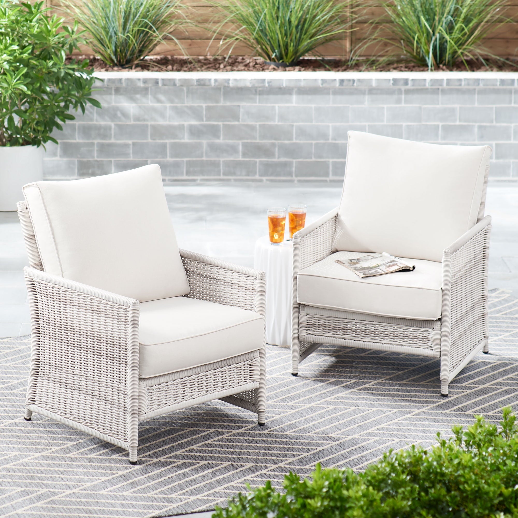 AVERO™ Paige 3-Piece Outdoor Wicker Bistro Set, White - AVERO™