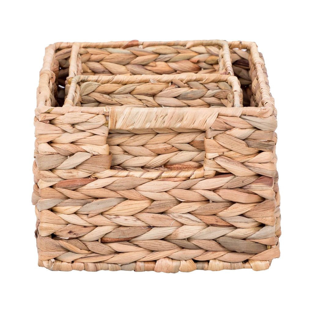 AVERO™ (2 pack) 3-Piece Natural Woven Water Hyacinth Decorative Storage Basket Set, Large Basket 16.14 in x 6.69 in x 5.9 in - AVERO™