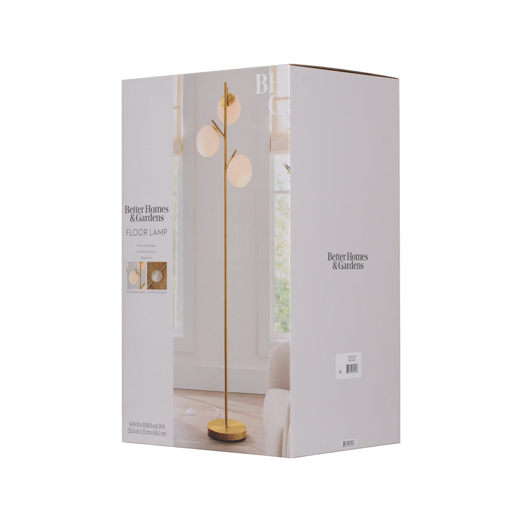 AVERO™ 3-Globe Freestanding Floor Lamp, 65 in, Frosted Glass Shades, Foot Switch - AVERO™