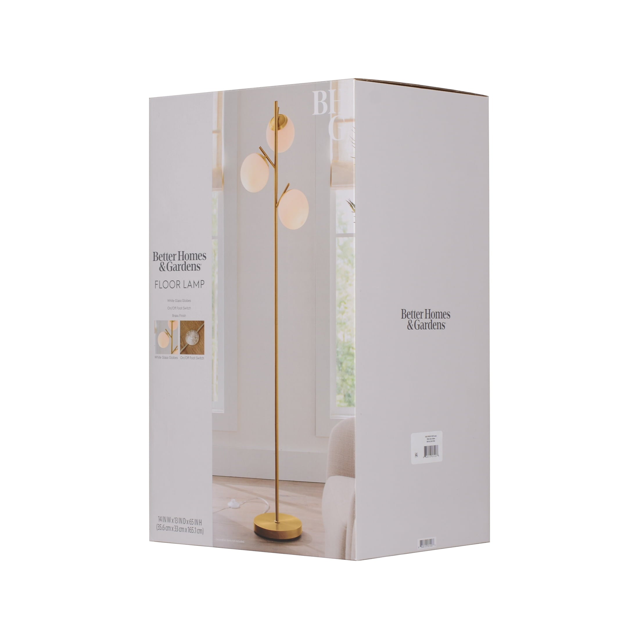 AVERO™ 3-Globe Freestanding Floor Lamp, 65 in, Frosted Glass Shades, Foot Switch - AVERO™