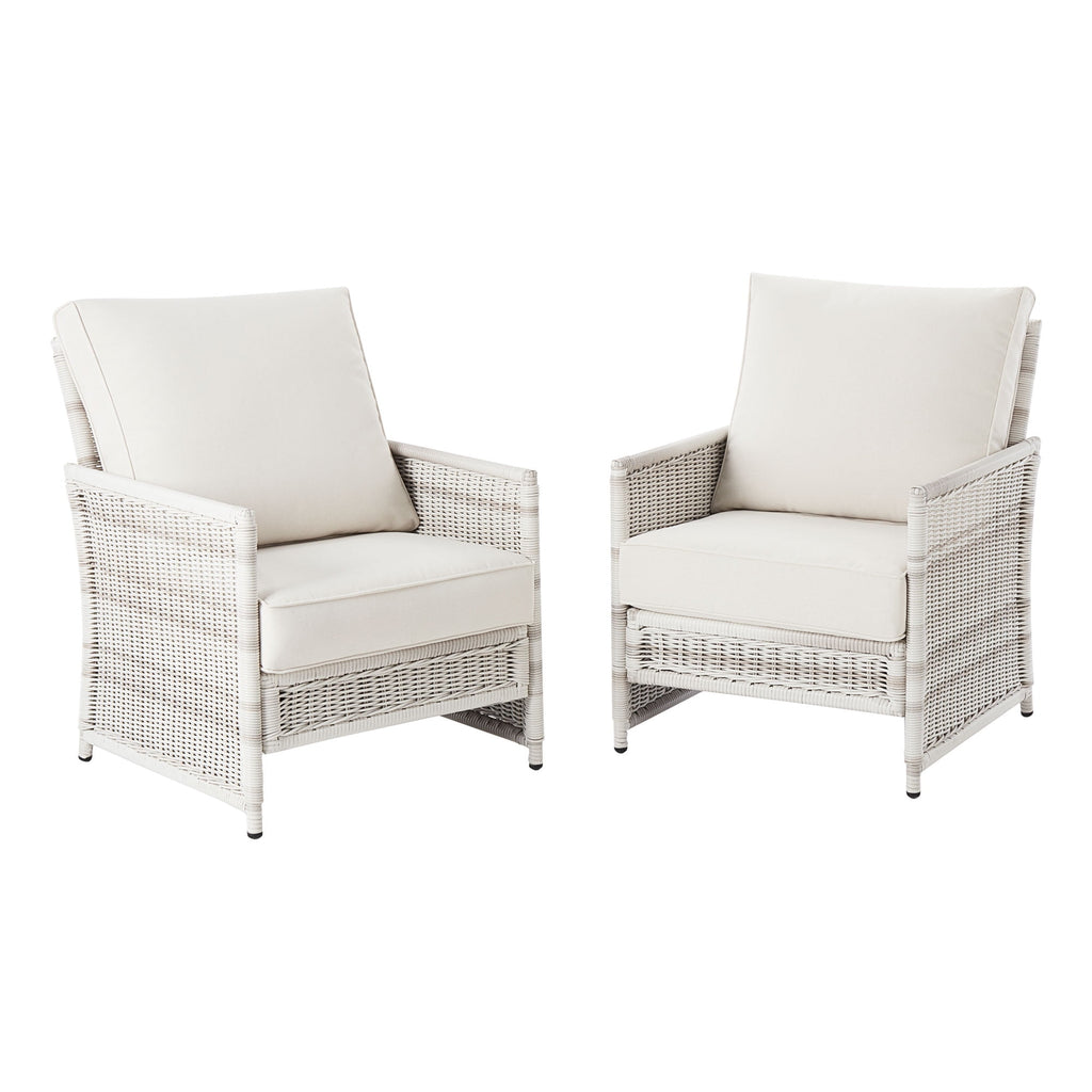 AVERO™ Paige Outdoor Wicker Stationary Lounge Chairs, Set of 2, White - AVERO™