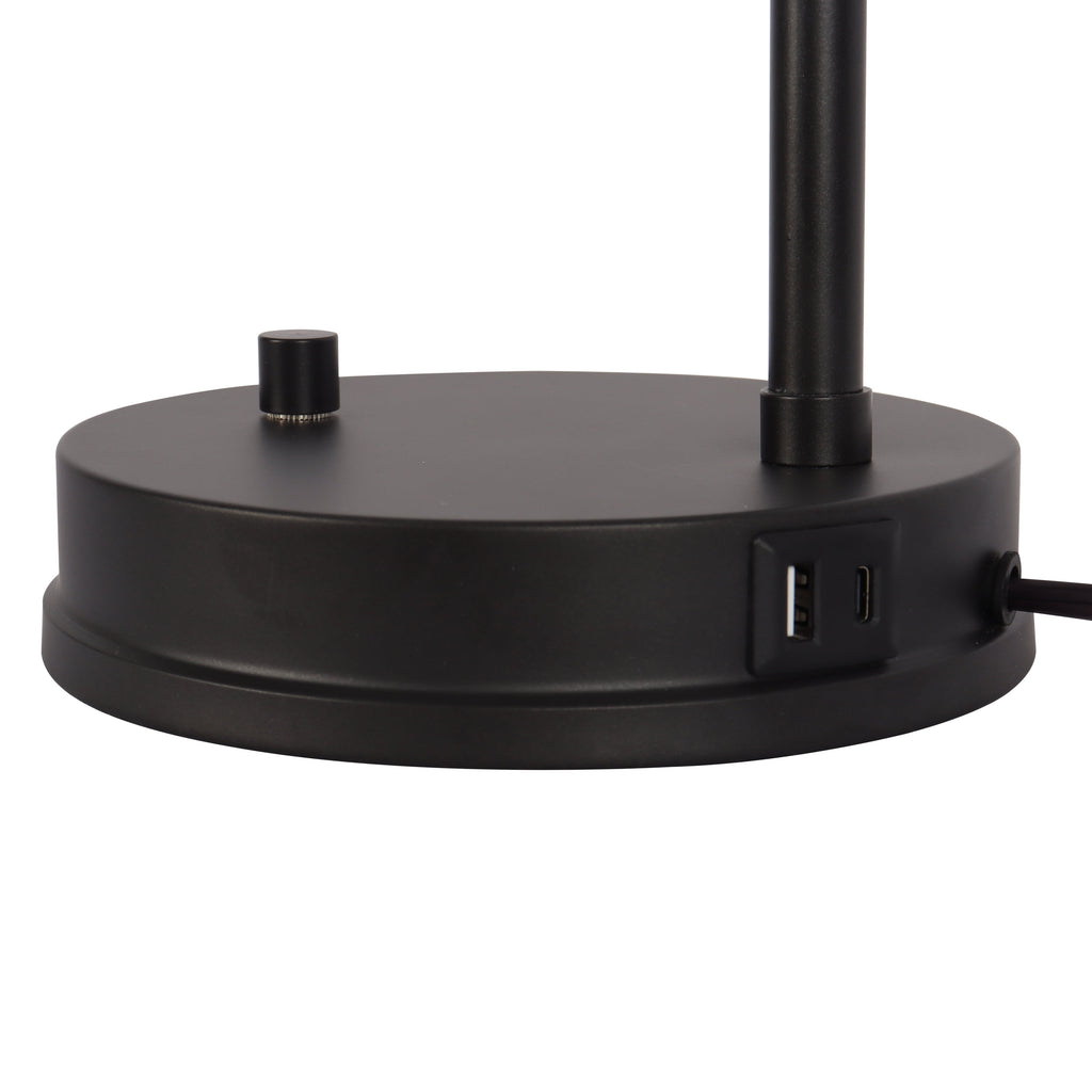 AVERO™ Bronze Table Lamp with Clear Glass Shade and USB/USB-C Ports - AVERO™