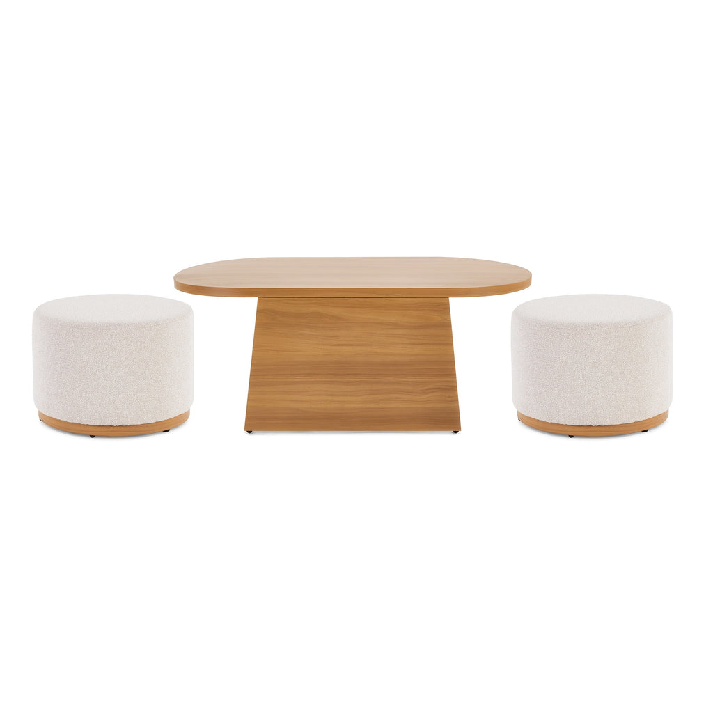 AVERO™ Juliet Outdoor Coffee Table with 2 Ottomans and Patio Cover, Beige - AVERO™