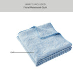 AVERO™ Floral Matelass Quilt, King, Blue Bedding - AVERO™