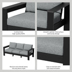 AVERO™ Ezra Outdoor Sofa, Black Frame with Gray Cushions - AVERO™