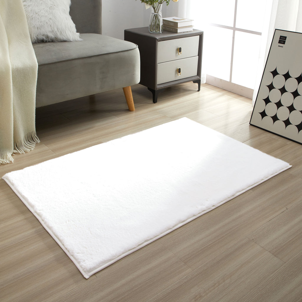 AVERO™ Solid Soft Rabbit Faux Fur Area Rug Black,30x46" - AVERO™