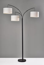 AVERO™ 82 in Matte Black 3-Light Arc Floor Lamp with Adjustable Shades - AVERO™