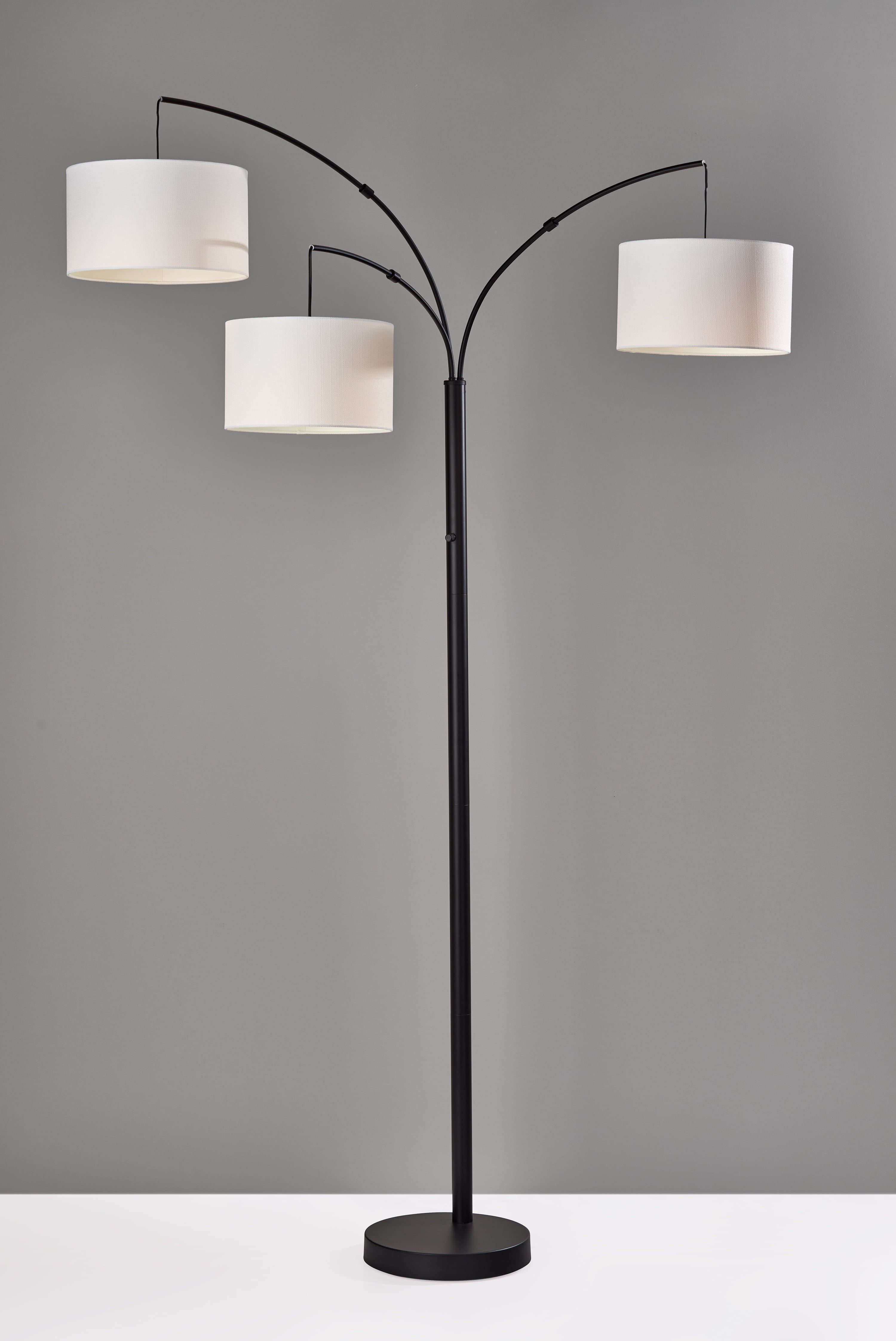 AVERO™ 82 in Matte Black 3-Light Arc Floor Lamp with Adjustable Shades - AVERO™