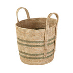 AVERO™ Natural Maize Colored Stripe Basket, Green, Large - AVERO™