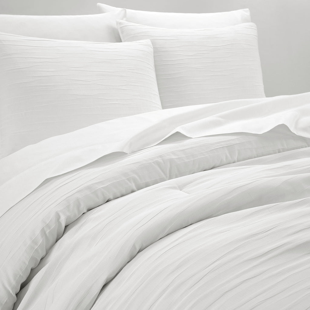 AVERO™ 7 Piece Crinkle Pleated Bed in a Bag Comforter Set with Sheets, Queen - AVERO™