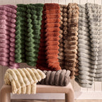 AVERO™ Beige Marbled Exaggerated Channel Faux Fur Oversized Throw, 50" x 72" - AVERO™