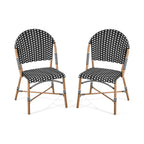 AVERO™ Lilah 2-Piece Wicker Outdoor Parisian Bistro Chairs, Black & White - AVERO™