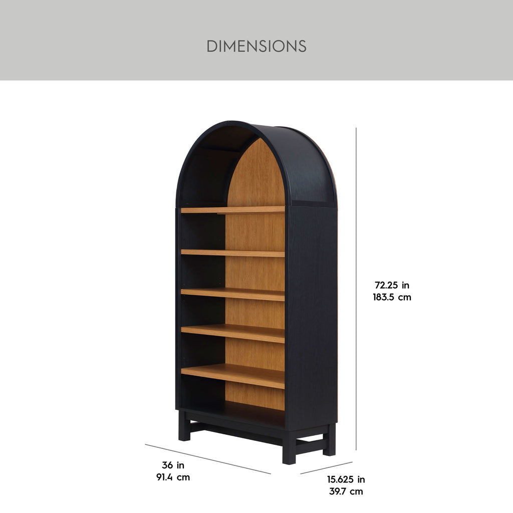 AVERO™ Juliet Open Arch Bookcase, Rich Black and Light Honey - AVERO™