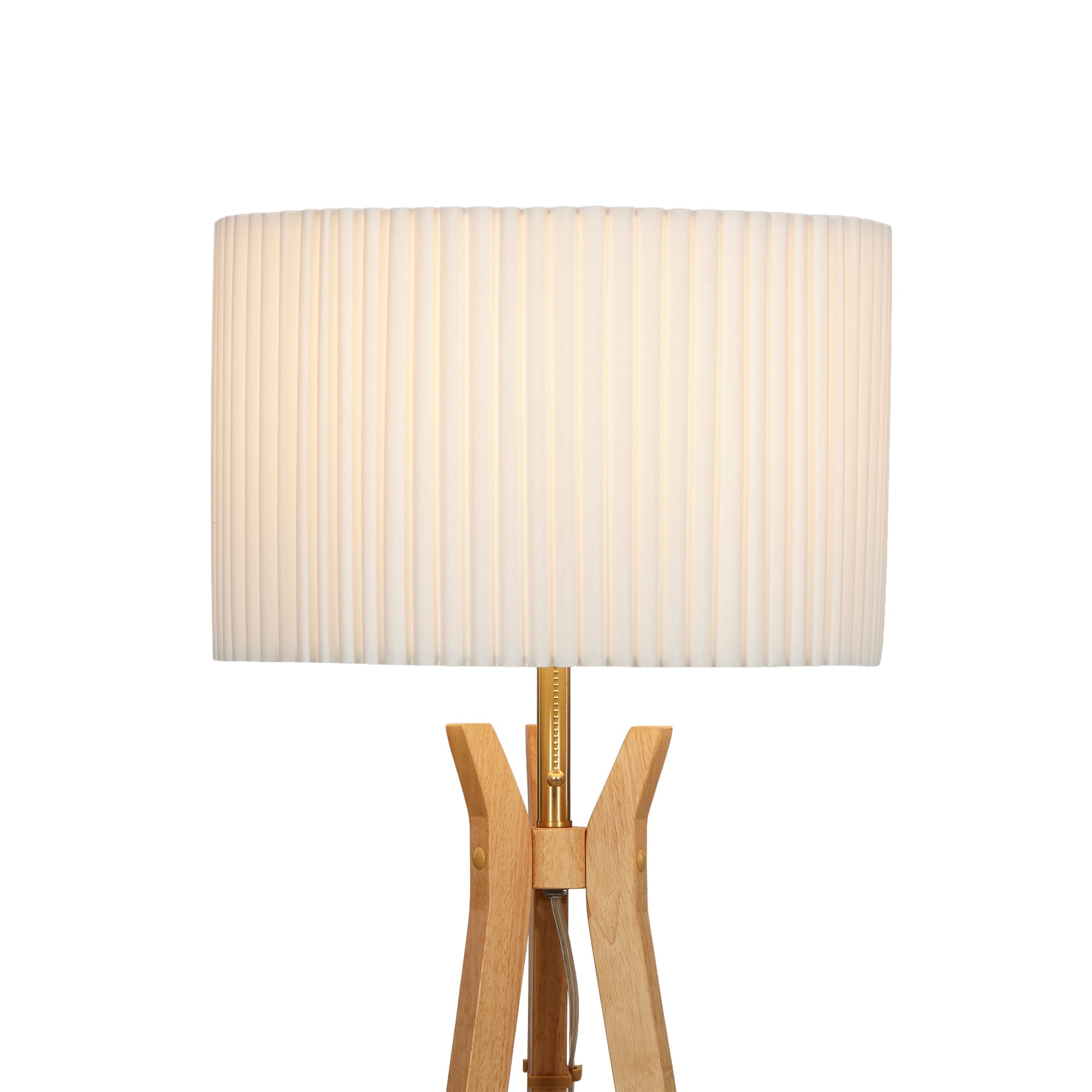 AVERO™ 63 in Natural Wood Tripod Floor Lamp with Pleated Shade - AVERO™