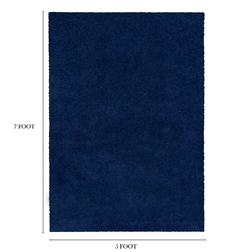 AVERO™ (2 pack) Traditional Solid Navy Youth Shag Indoor Area Rug, 5 ft x 7 ft - AVERO™