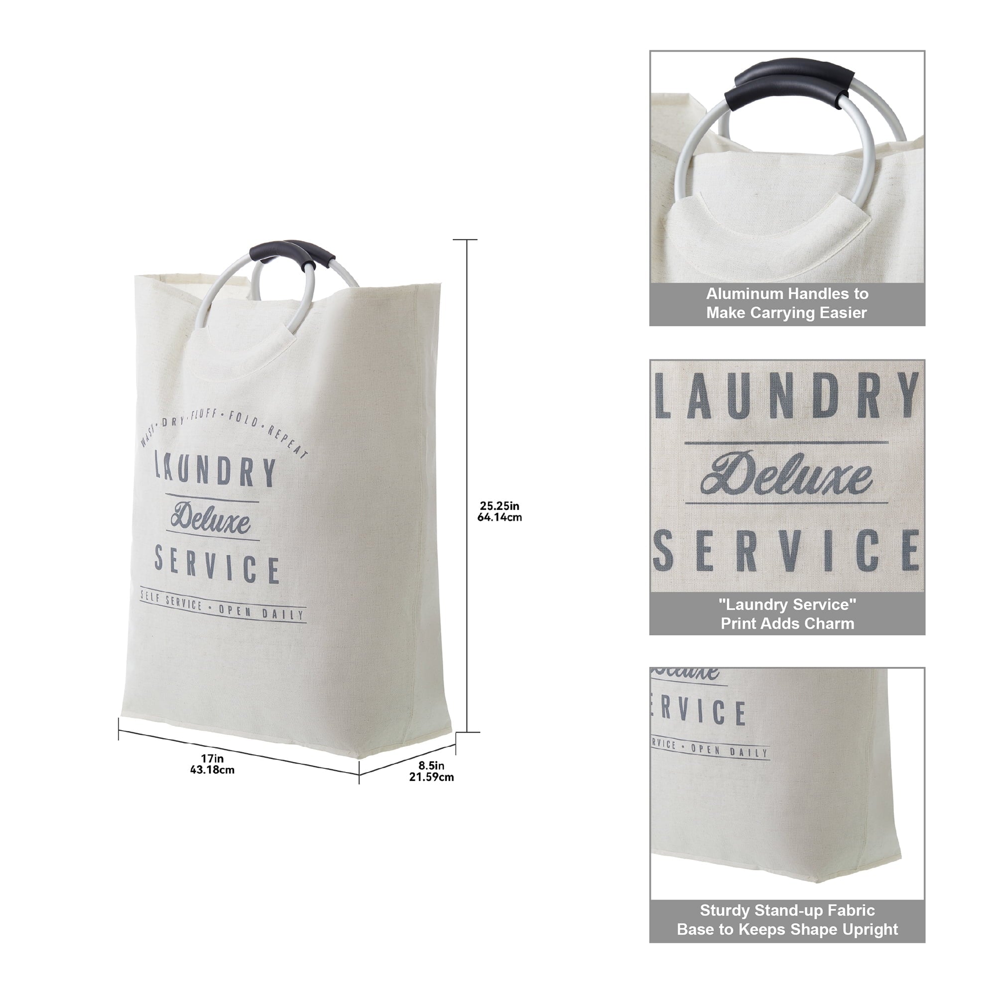 AVERO™ (2 Pack) Better Homes Gardens Deluxe Laundry Service Canvas Tote with Aluminum Handles - AVERO™