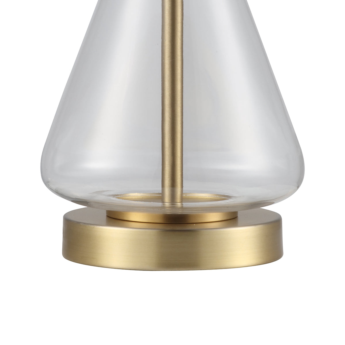 AVERO™ 18 in Clear Glass Table Lamp with Brass Metal Base and Beige Shade - AVERO™