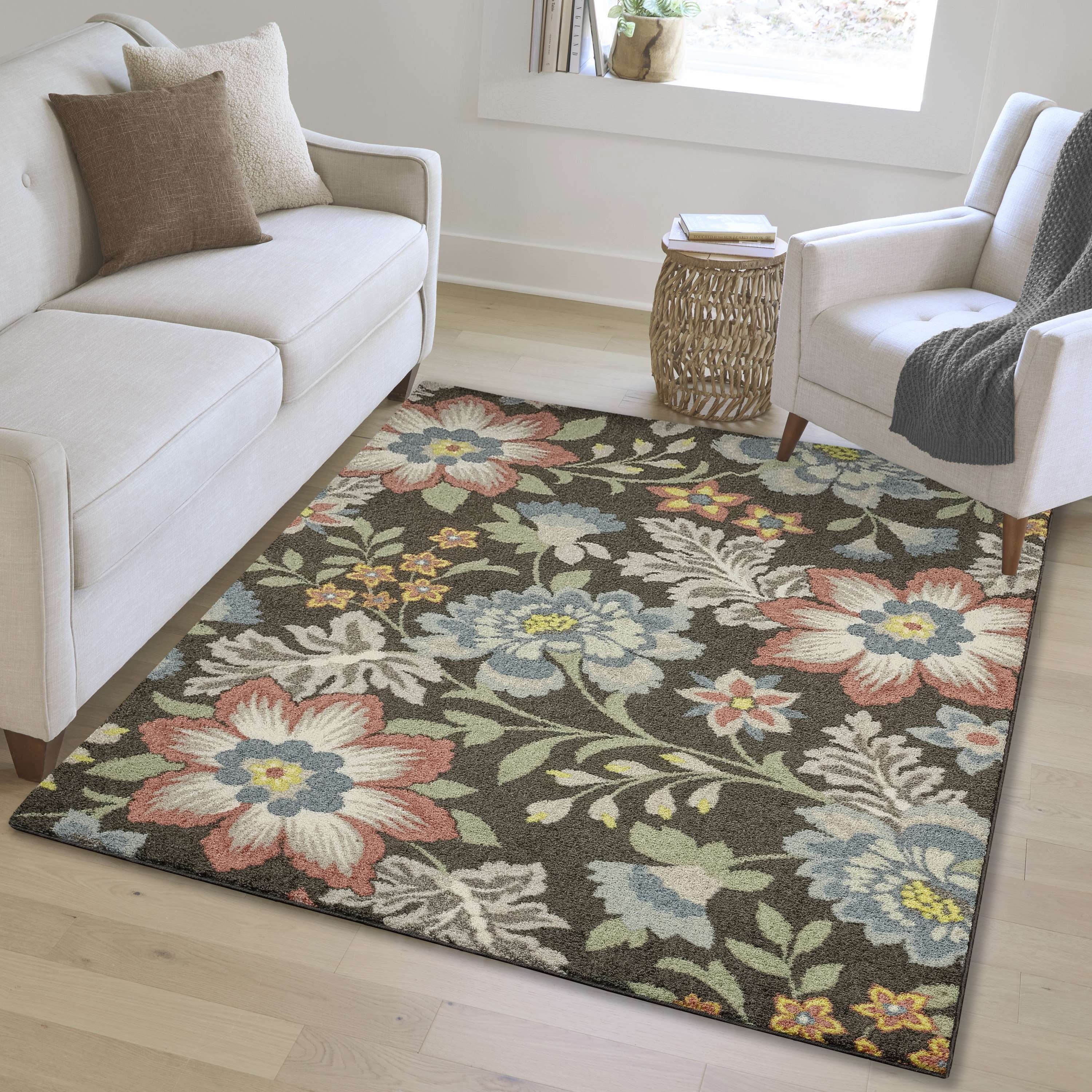 AVERO™ (2 pack) Farmhouse Oversized Floral Gray Multicolor Indoor Area Rug, 5' x 7' - AVERO™