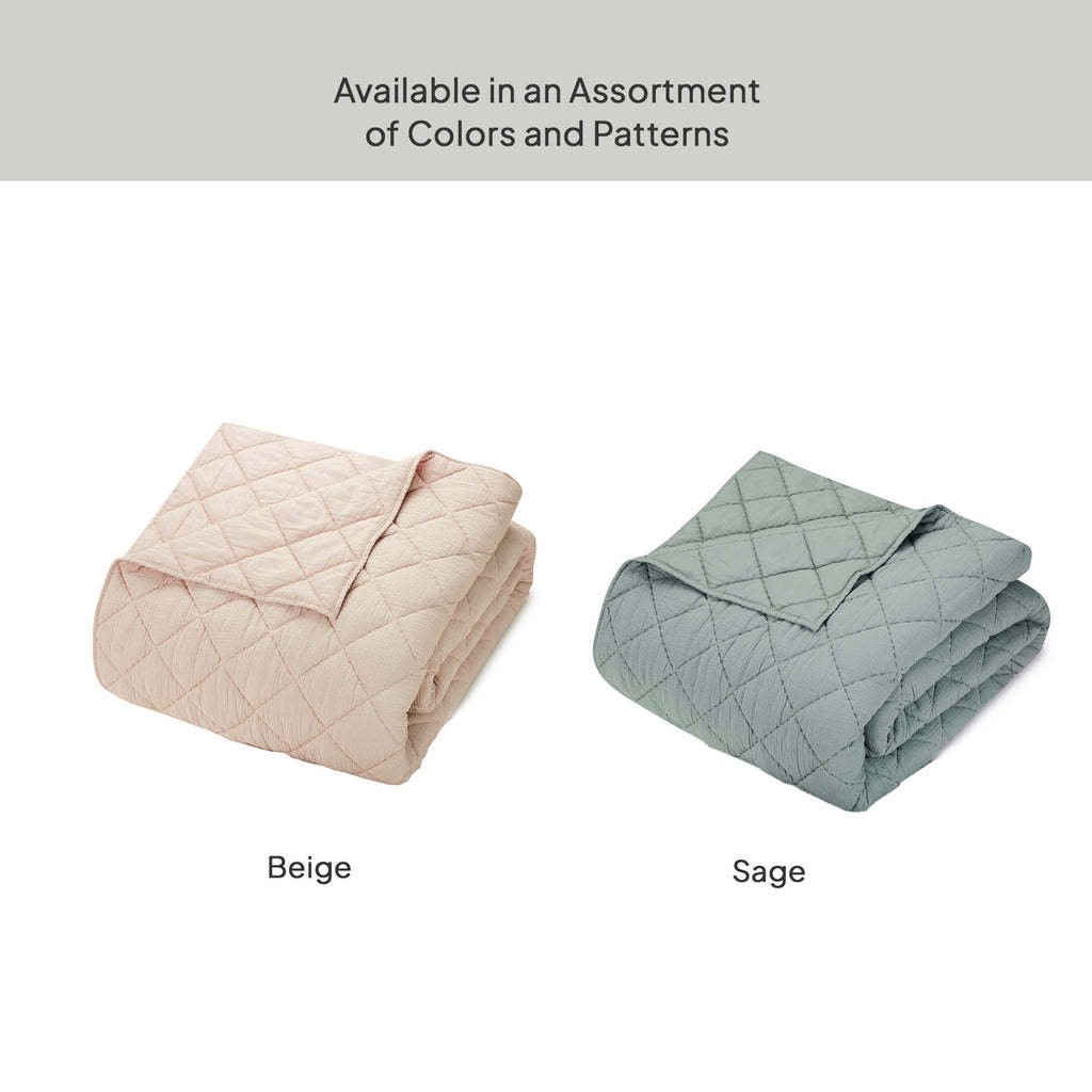AVERO™ Papyrus Beige Diamond Cotton Gauze Quilt, King - Breathable Cotton Bedding - AVERO™