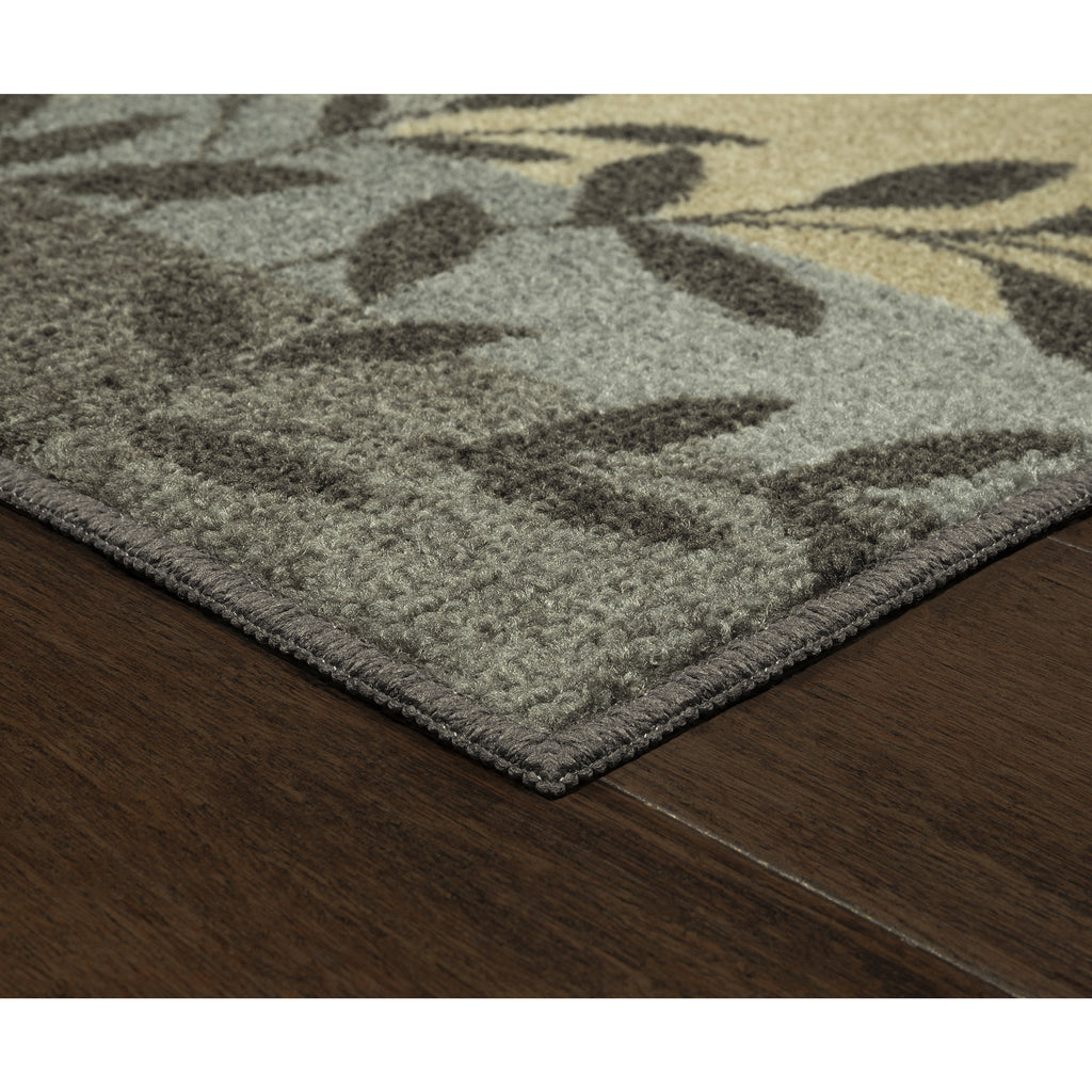 AVERO™ (2 pack) Gray Leaf Block Print Indoor Accent Rug, 2'6" x 3'10", For Home Decor - AVERO™
