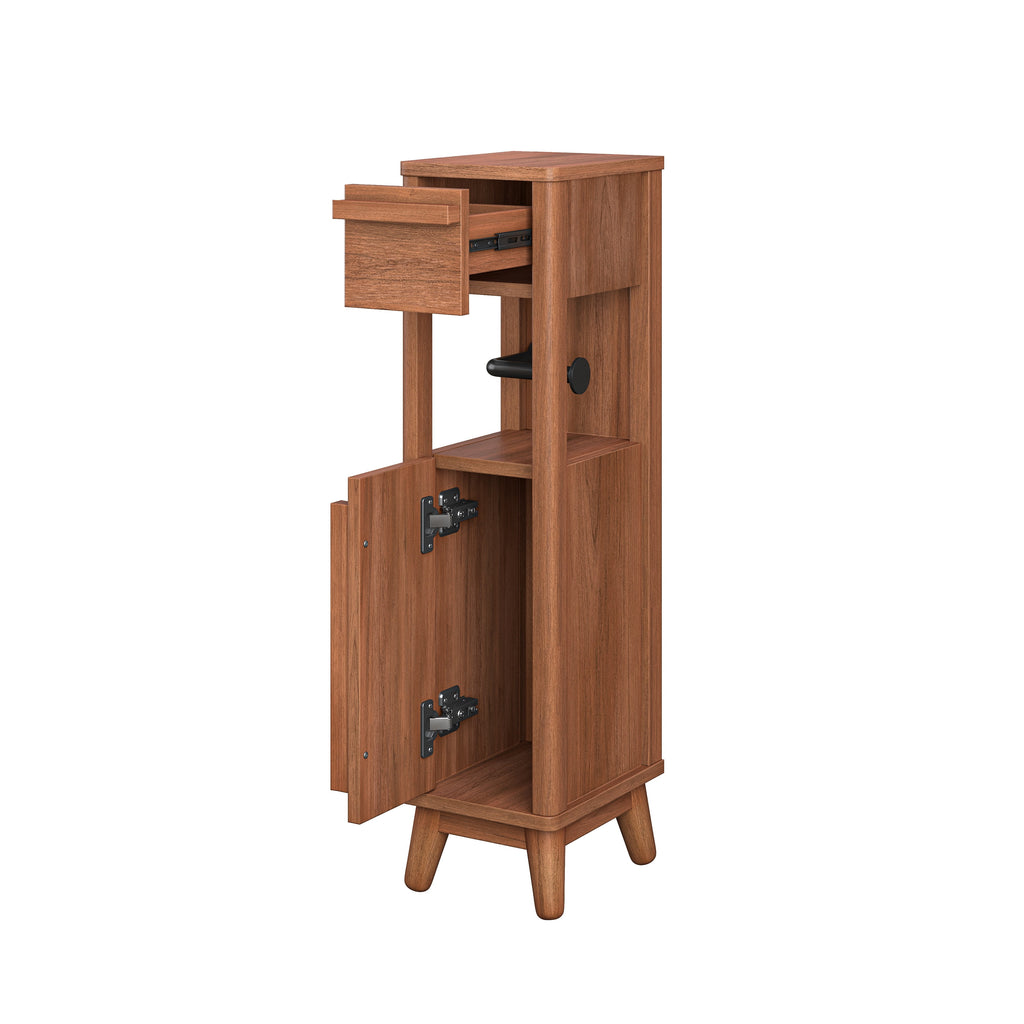 AVERO™ Greyson Slim Bathroom Storage Cabinet with Toilet Paper Holder, Walnut Finish - AVERO™