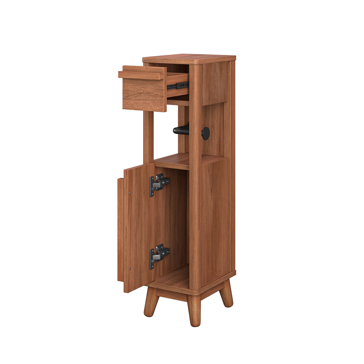 AVERO™ Greyson Slim Bathroom Storage Cabinet with Toilet Paper Holder, Walnut Finish - AVERO™