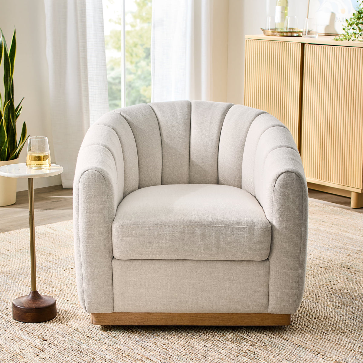 AVERO™ Lillian Accent Swivel Chair, Cream Linen - AVERO™
