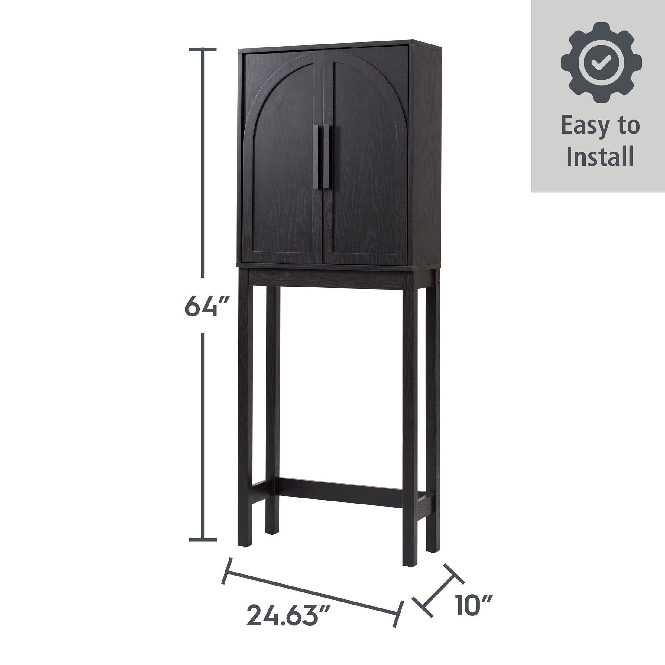 AVERO™ Juliet over-the-Toilet Space Saver Cabinet, 2 Adjustable Shelves, Black - AVERO™