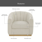 AVERO™ Lillian Accent Swivel Chair, Cream Linen - AVERO™