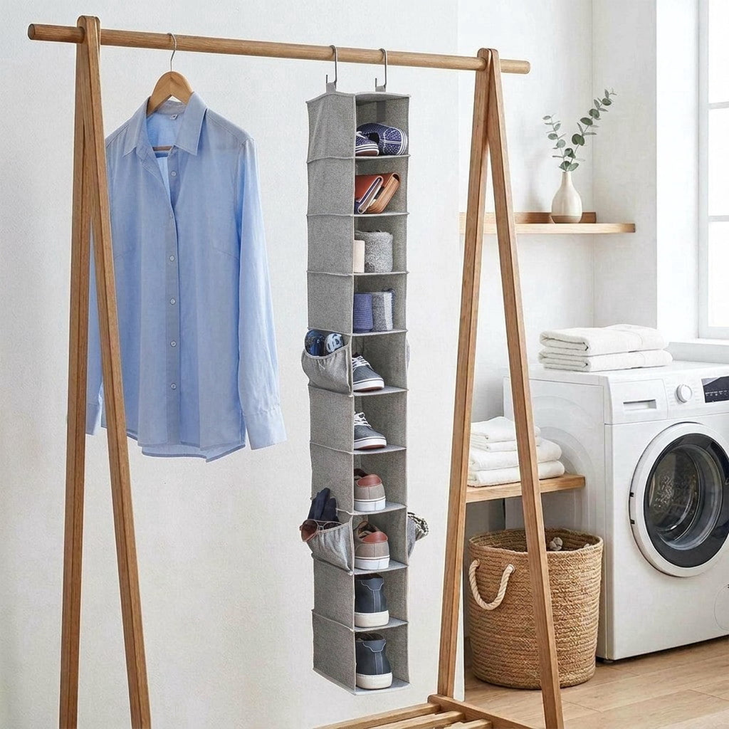 AVERO™ (2 pack) Gray 10-Shelf Hanging Closet Organizer with Side Pockets - AVERO™