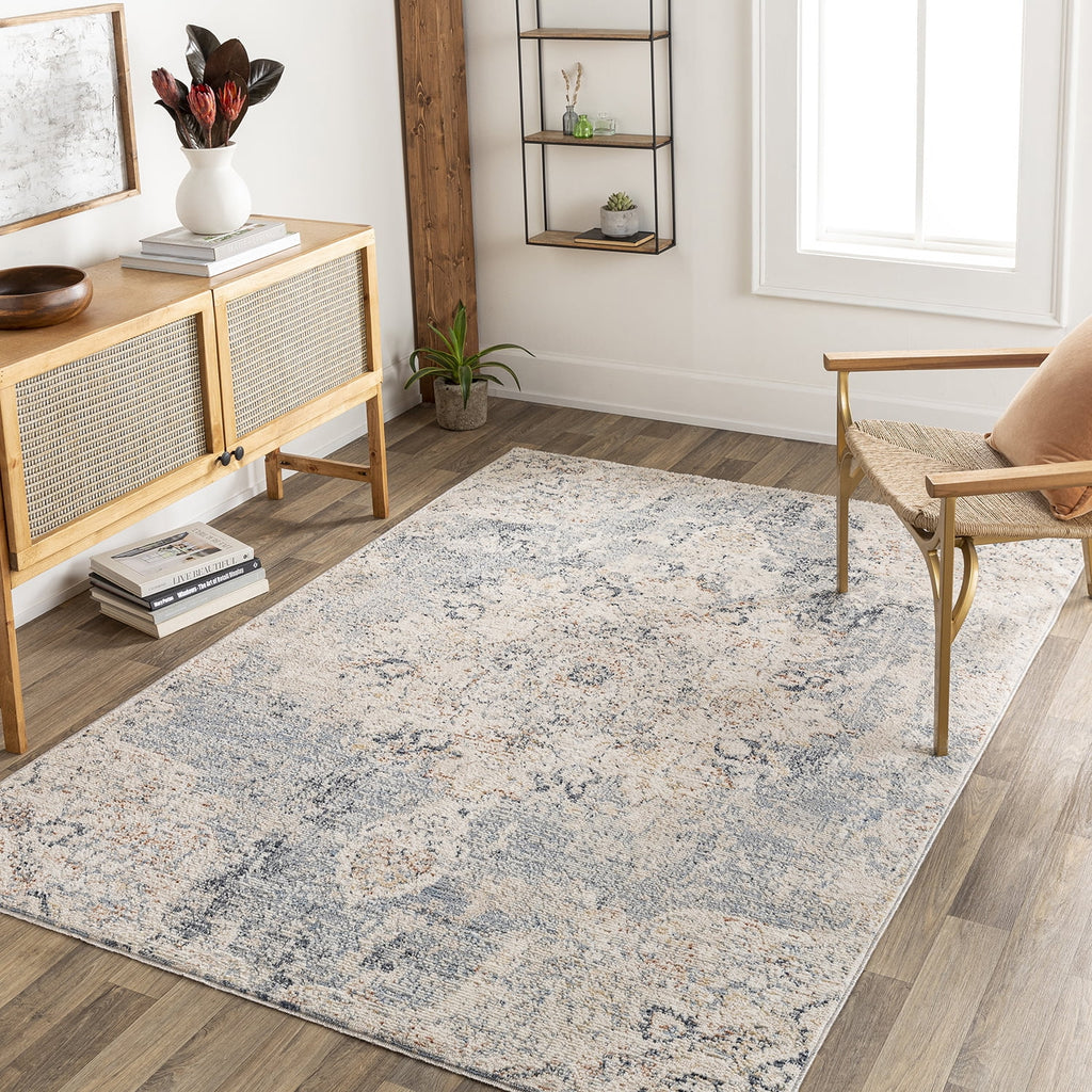 AVERO™ Abstract with Fringe 5'2" x 7' Area Rug for Living Room Bedroom Ivory - AVERO™