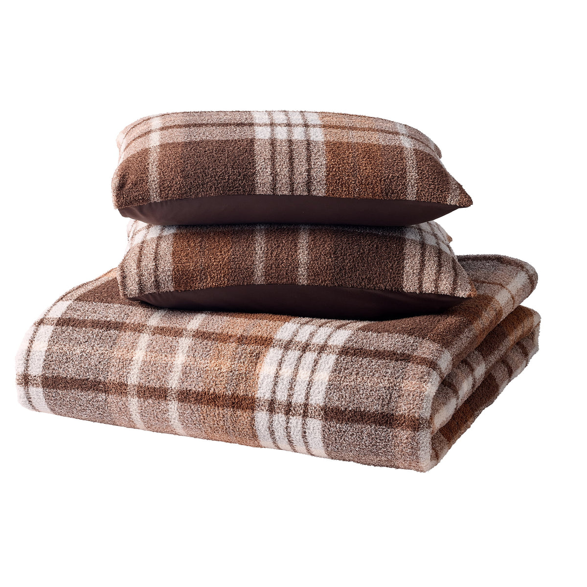 AVERO™ 3-Piece Brown Plaid Cozy Knit Comforter Set, King - AVERO™