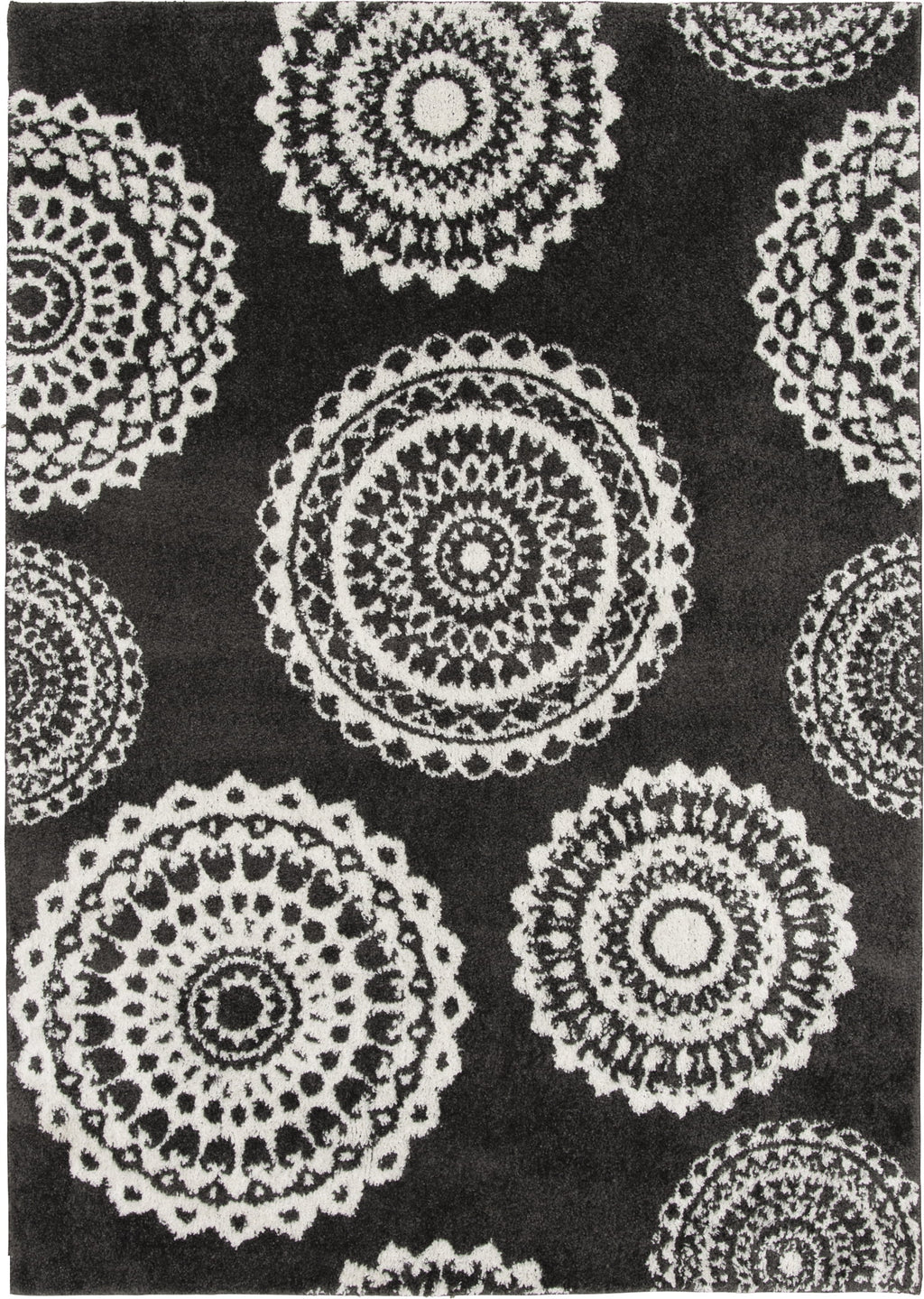 AVERO™ 9'X12' Charcoal Gray Medallion Shag Indoor Area Rug - AVERO™