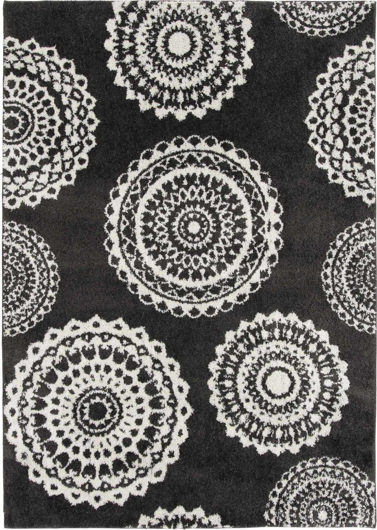 AVERO™ 9'X12' Charcoal Gray Medallion Shag Indoor Area Rug - AVERO™