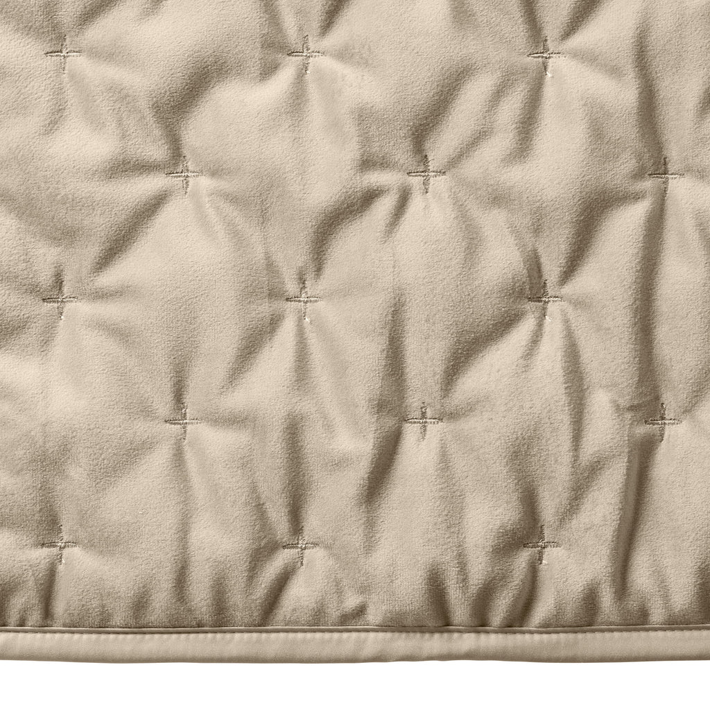 AVERO™ Tan Soft Velvet Embroidered Quilt, Full/Queen - AVERO™