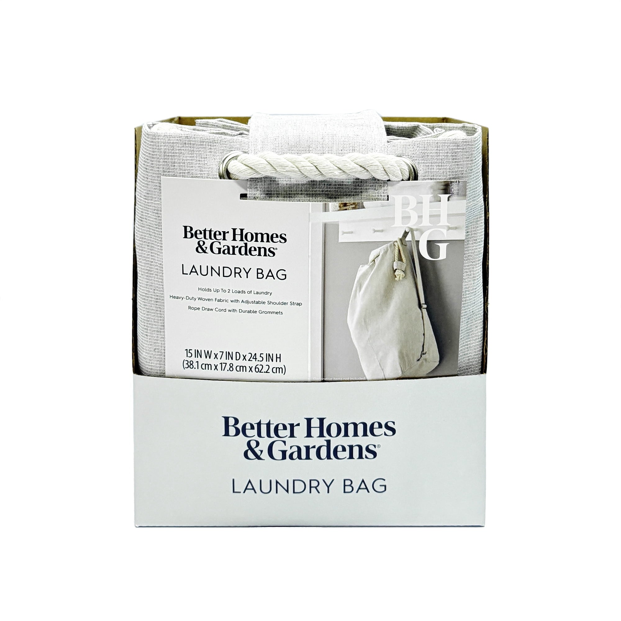 AVERO™ (2 Pack) Better Homes Gardens Polyester and Cotton Canvas Laundry Bag Gray 15 in W x 7 in D x 24.5 in H - AVERO™