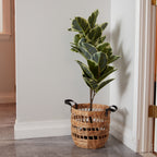 AVERO™ 2-Pack Round Decorative Storage Baskets with Faux Leather Handles, Natural, 14.5 in x 16.5 in - AVERO™