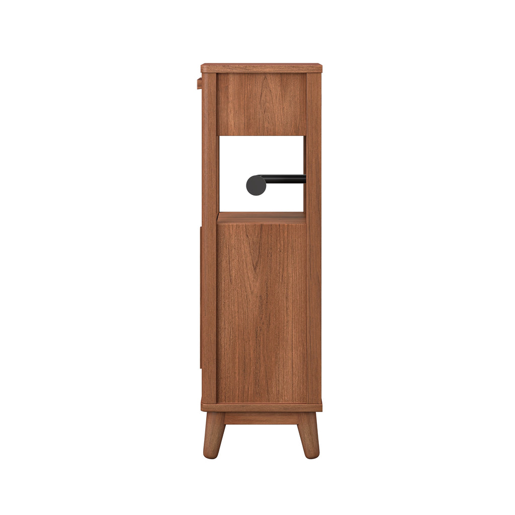 AVERO™ Greyson Slim Bathroom Storage Cabinet with Toilet Paper Holder, Walnut Finish - AVERO™