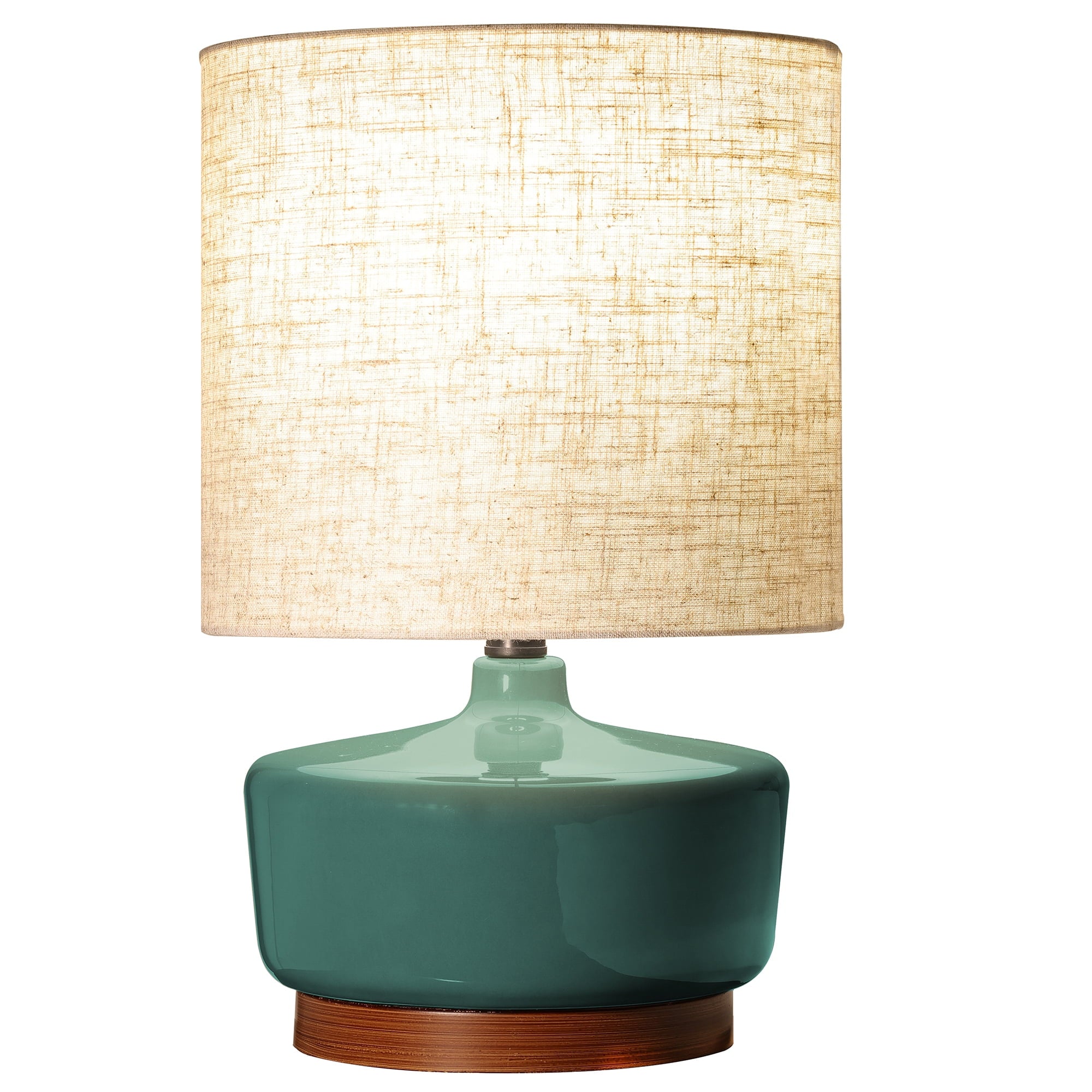 AVERO™ 17 in Mid-Century Green Ceramic Table Lamp with Wood Base - AVERO™