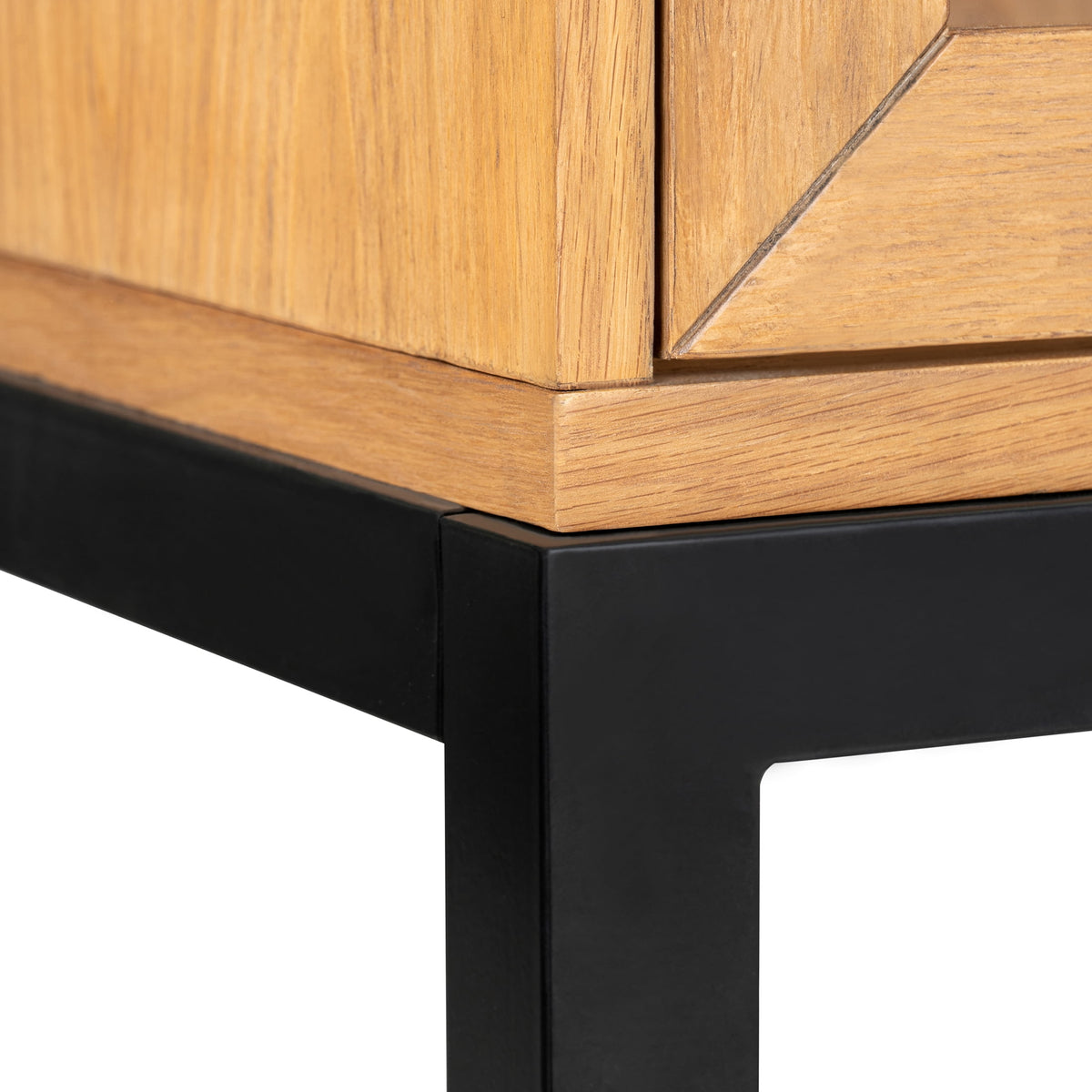 AVERO™ Ezra China Cabinet, Light Honey Finish and Black Stand - AVERO™