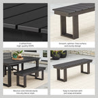 AVERO™ Ezra Black Outdoor Dining Bench, HDPE Material - AVERO™