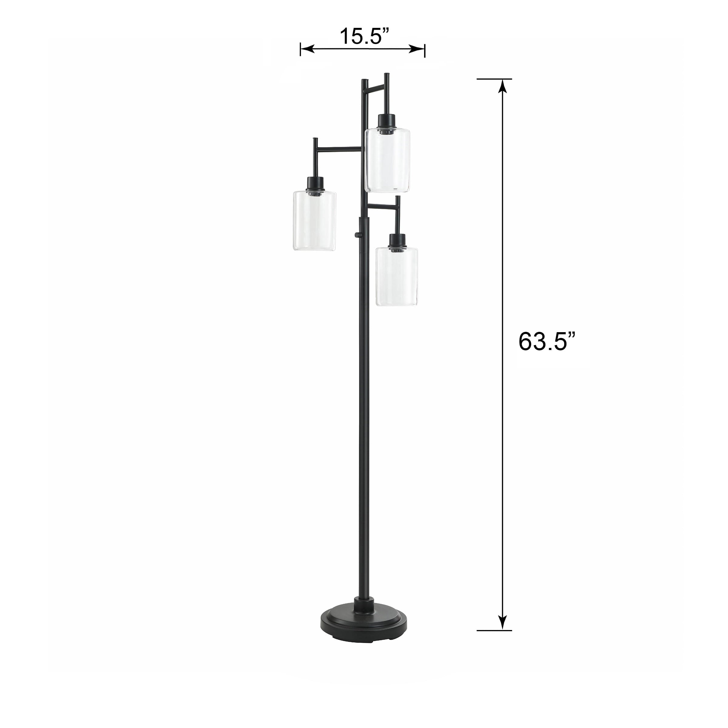 AVERO™ 63.5 in 3 Light Contemporary Black Floor Lamp Clear Glass - AVERO™
