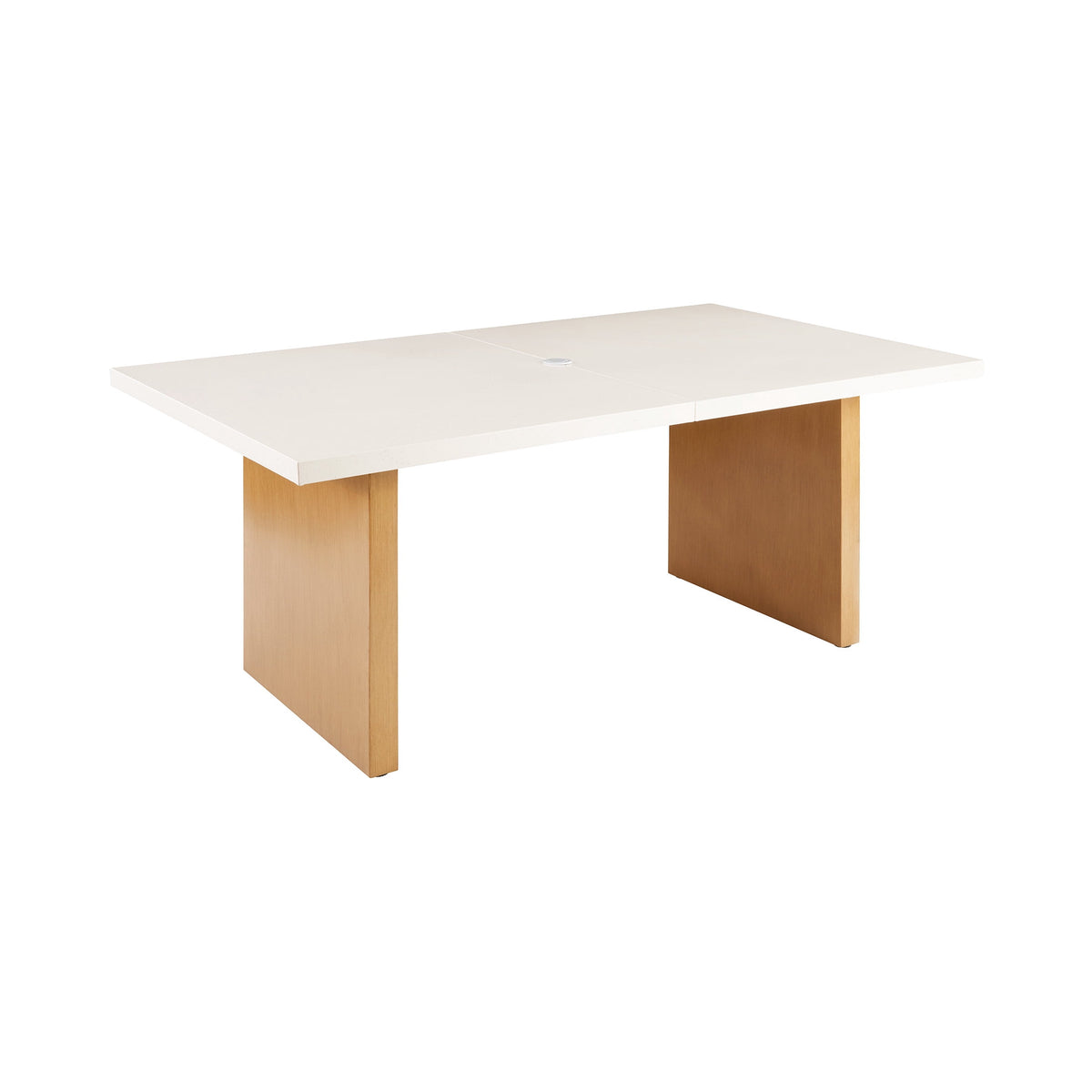 AVERO™ Vista Steel Metal Top Outdoor Dining Table, Cream Stone Metal Top with Teak Legs - AVERO™