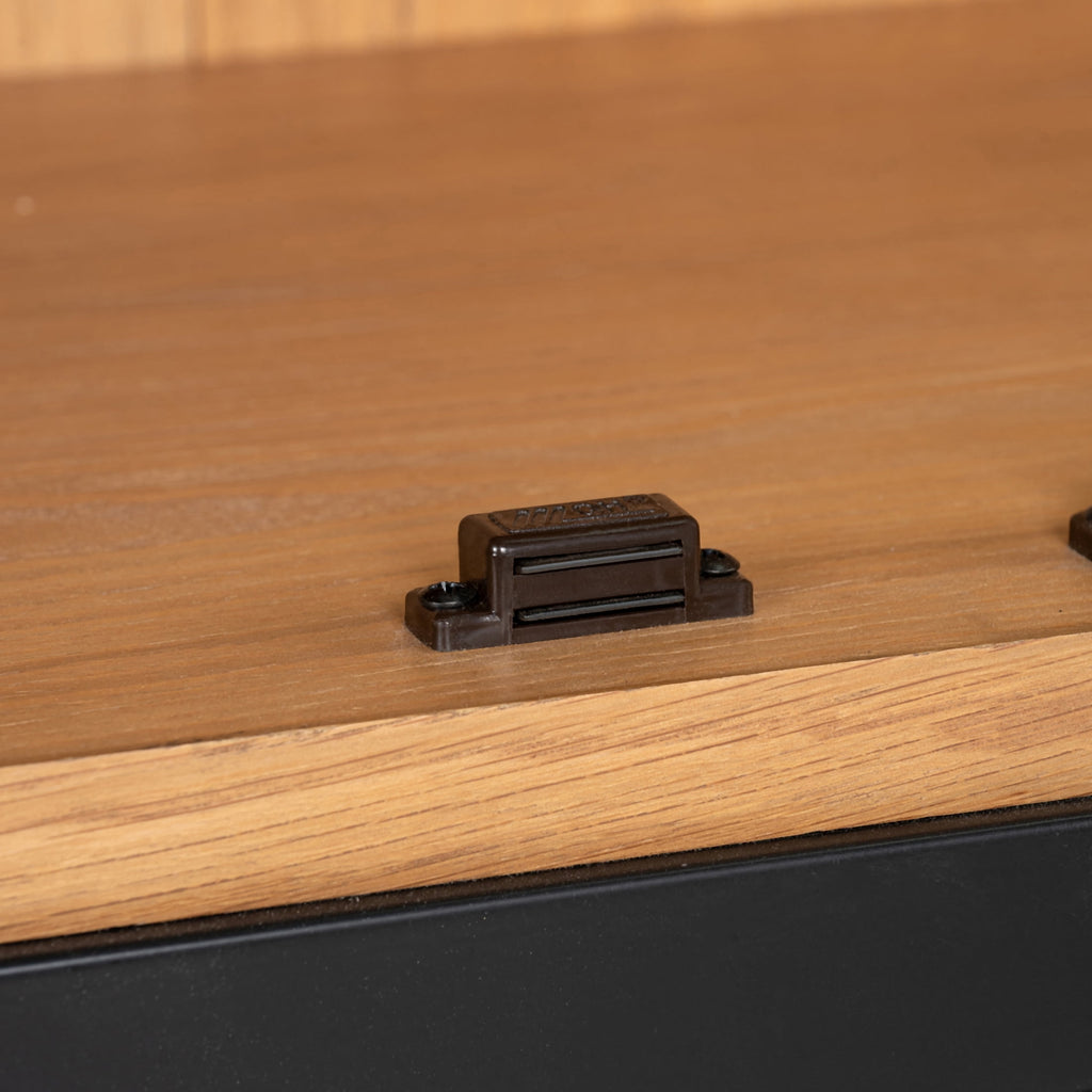 AVERO™ Ezra China Cabinet, Light Honey Finish and Black Stand - AVERO™